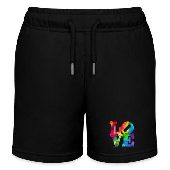 Regenbogen-Graffiti LOVE Burst - Kinder Organic Joggingshorts Mini Bolter von Stanley/Stella - Schwarz - Vorne