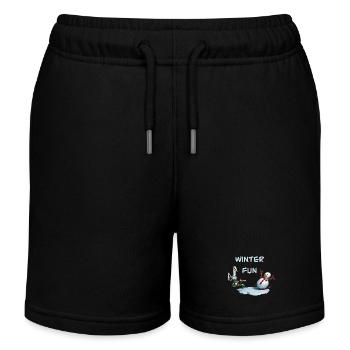 Divertissements d’hiver : Lapin et bonhomme de neige - Short de jogging enfant bio Stanley/Stella - noir - Devant