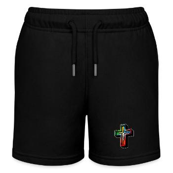 Jesus on the cross - Kids Organic Sweat Shorts by Stanley/Stella - black - Front