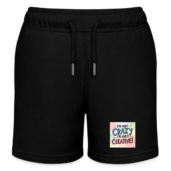 Ich bin nicht verrückt ich bin nur kreativ - Kinder Organic Joggingshorts Mini Bolter von Stanley/Stella - Schwarz - Vorne