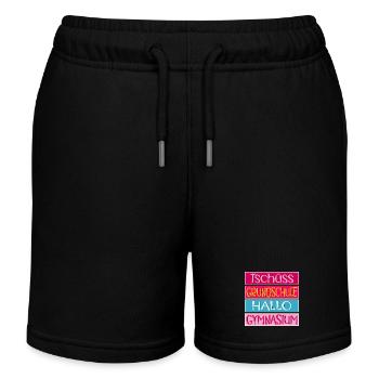 TSCHÜSS GRUNDSCHULE HALLO GYMNASIUM SCHULWECHSEL - Kinder Organic Joggingshorts Mini Bolter von Stanley/Stella - Schwarz - Vorne