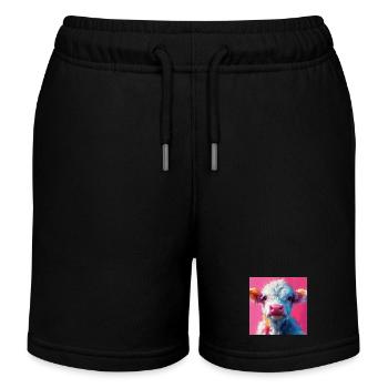 Vache rose - Short de jogging enfant bio Stanley/Stella - noir - Devant