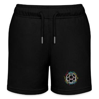 Soccer Ball Drawing - Kids Organic Sweat Shorts by Stanley/Stella - black - Front