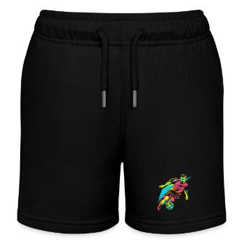 Fußballspieler Retrowave - Kinder Organic Joggingshorts Mini Bolter von Stanley/Stella - Schwarz - Vorne
