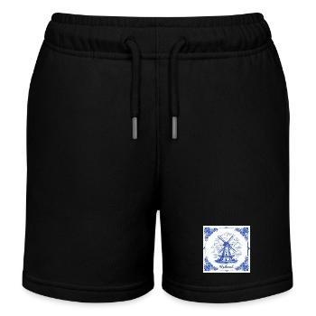 Tuile de moulin à vent bleu de Delft - Short de jogging enfant bio Stanley/Stella - noir - Devant