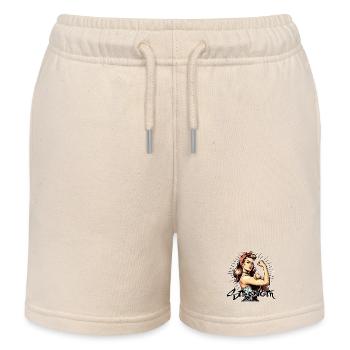 Stärke starke Frau Rockabilly Style Geschenk - Kinder Organic Joggingshorts Mini Bolter von Stanley/Stella - Natur - Vorne
