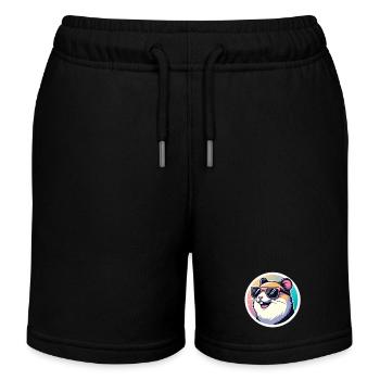 Hamster with sunglasses in pastel - Kids Organic Sweat Shorts by Stanley/Stella - black - Front