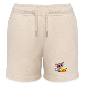 Cheese Mouse Delicious Cheese Makes Happy Gift - Kids Organic Sweat Shorts by Stanley/Stella - soft Ecru - Front