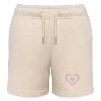 Regenbogen Herz Pastellfarben Pride Monat LGBTQ+ - Kinder Organic Joggingshorts Mini Bolter von Stanley/Stella - Natur - Vorne