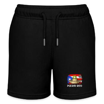 Puerto Rico Coqui Frog Boricua Flag - Kids Organic Sweat Shorts by Stanley/Stella - black - Front