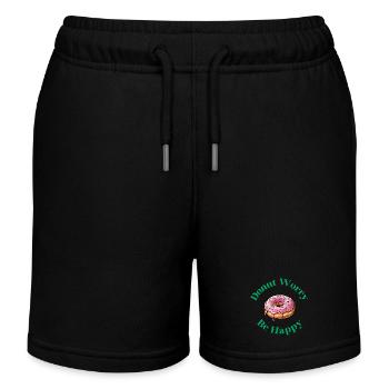 Donut Worry Be Happy - Dicton de beignet drôle - Short de jogging enfant bio Stanley/Stella - noir - Devant