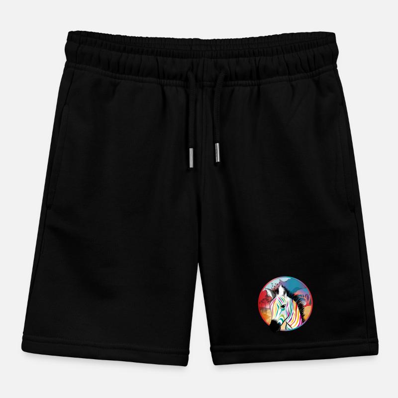 Zèbre coloré devant la savane colorée Short de jogging enfant bio Stanley/Stella