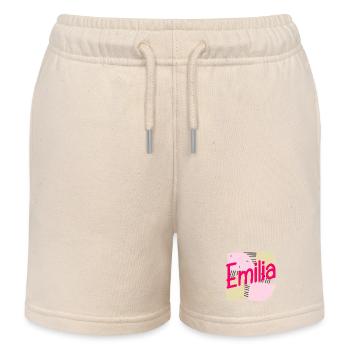 NAMENSGESCHENK TOCHTER MÄDCHEN EMILIA - Kinder Organic Joggingshorts Mini Bolter von Stanley/Stella - Natur - Vorne