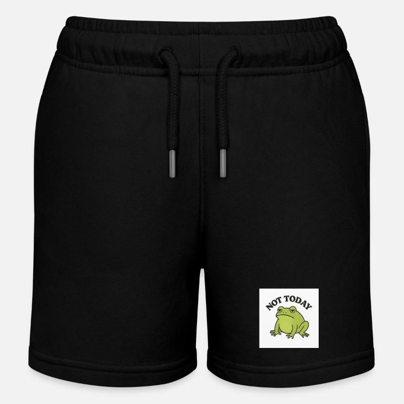 Lustiger Frosch mit Statement Text - Kinder Organic Joggingshorts Mini Bolter von Stanley/Stella - Schwarz