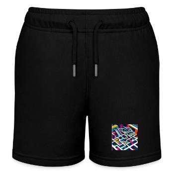 Abstractico Geometrisches Labyrinth - Kinder Organic Joggingshorts Mini Bolter von Stanley/Stella - Schwarz - Vorne