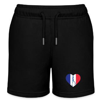 Drapeau du Cœur de France d’Apnée - Short de jogging enfant bio Stanley/Stella - noir - Devant
