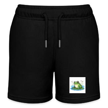 Charmante grenouille sur un nénuphar - Short de jogging enfant bio Stanley/Stella - noir - Devant