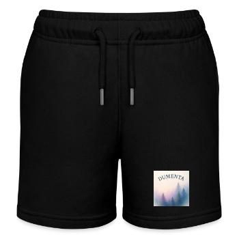 Forest landscape with Dumenta lettering - Kids Organic Sweat Shorts by Stanley/Stella - black - Front