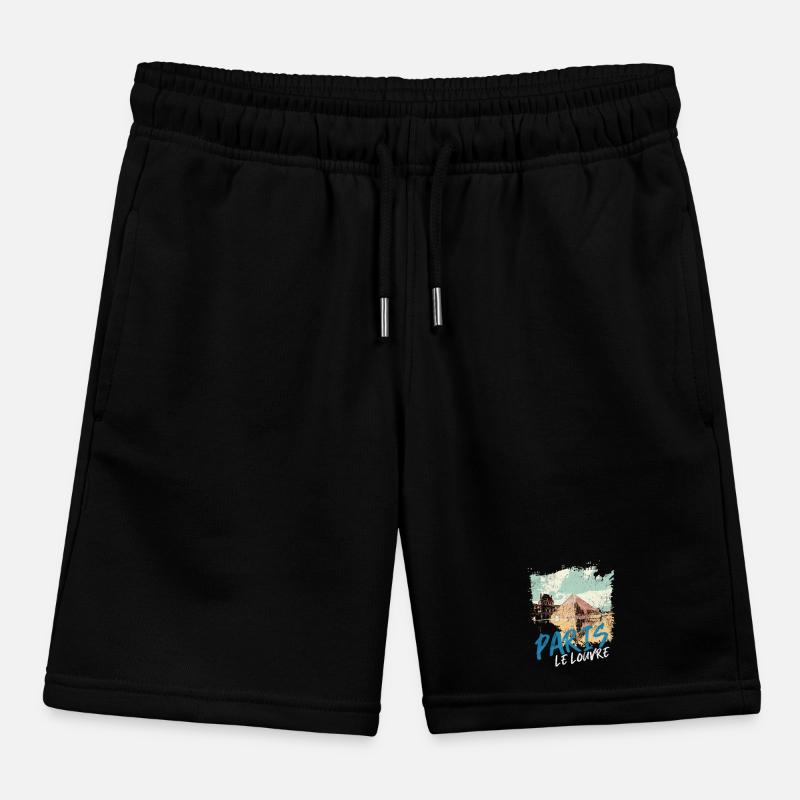Louvre Pyramid and Paris Monuments Kids Organic Sweat Shorts by Stanley/Stella