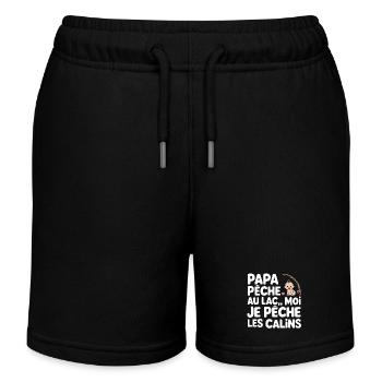 Baby Fisherman Father at the Lake Interpretation - Kids Organic Sweat Shorts by Stanley/Stella - black - Front