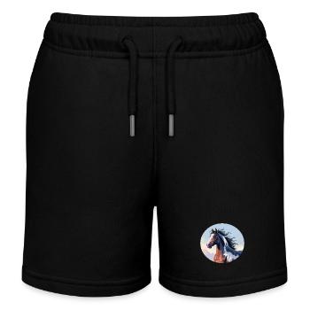 Tinker stallion galloping in mountain landscape - Kids Organic Sweat Shorts by Stanley/Stella - black - Front