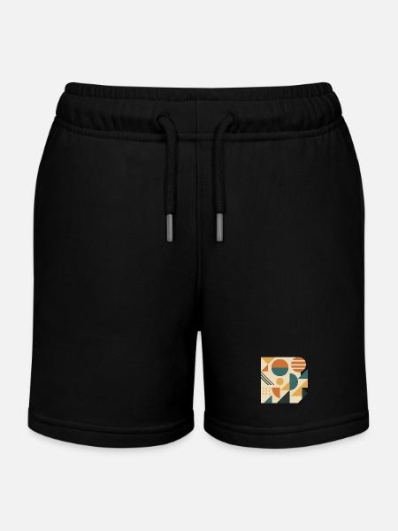 Motif de tuiles de couleur géométrique - Short de jogging enfant bio Stanley/Stella - noir