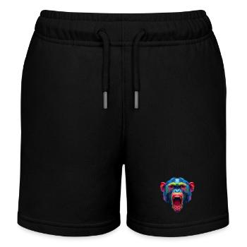 Bunter Polygonaffen Kopf - Kinder Organic Joggingshorts Mini Bolter von Stanley/Stella - Schwarz - Vorne