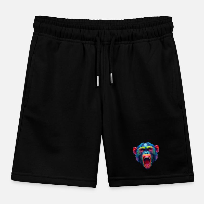 Colorful polygon monkey head Kids Organic Sweat Shorts by Stanley/Stella