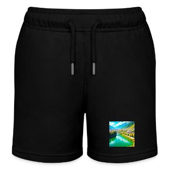 Vallée Émeraude et Village Alpin - Short de jogging enfant bio Stanley/Stella - noir - Devant