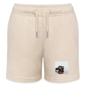 Beatcoin Headphones Crypto Vibe - Kids Organic Sweat Shorts by Stanley/Stella - soft Ecru - Front