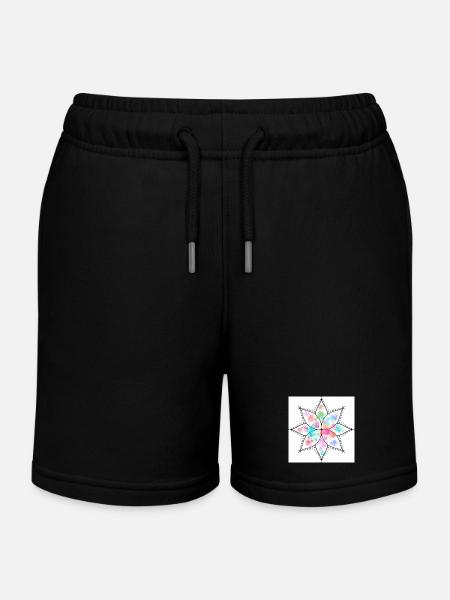 Mandala Fleur pastel Aquarelle - Short de jogging enfant bio Stanley/Stella - noir
