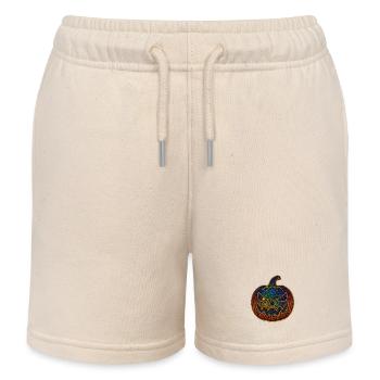 Glittering Rainbow Pumpkin for Halloween - Kids Organic Sweat Shorts by Stanley/Stella - soft Ecru - Front