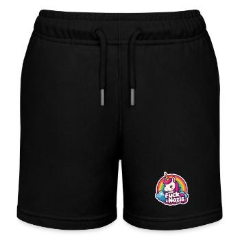 Einhorn Gegen Nazis Regenbogen Rainbow Unicorn - Kinder Organic Joggingshorts Mini Bolter von Stanley/Stella - Schwarz - Vorne