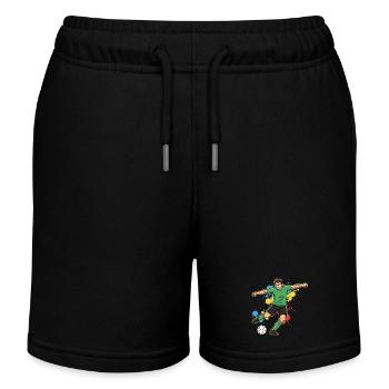Soccer Player Comic Paint Splash Green - Kids Organic Sweat Shorts by Stanley/Stella - black - Front