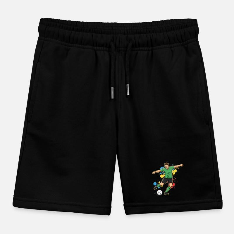 Soccer Player Comic Paint Splash Green Kids Organic Sweat Shorts by Stanley/Stella