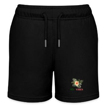 Hibiscus Tropical 974 Vibes - Kinder Organic Joggingshorts Mini Bolter von Stanley/Stella - Schwarz - Vorne