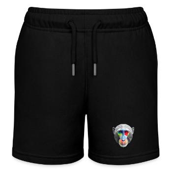 Farbiges Low-Poly Affengesicht Logo Art Design - Kinder Organic Joggingshorts Mini Bolter von Stanley/Stella - Schwarz - Vorne