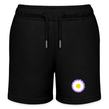 Lila Daisy Bloom mit gelbem Kern - Kinder Organic Joggingshorts Mini Bolter von Stanley/Stella - Schwarz - Vorne