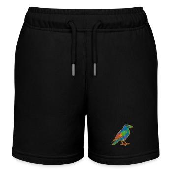 Rainbow Raven Patch Design - Kids Organic Sweat Shorts by Stanley/Stella - black - Front