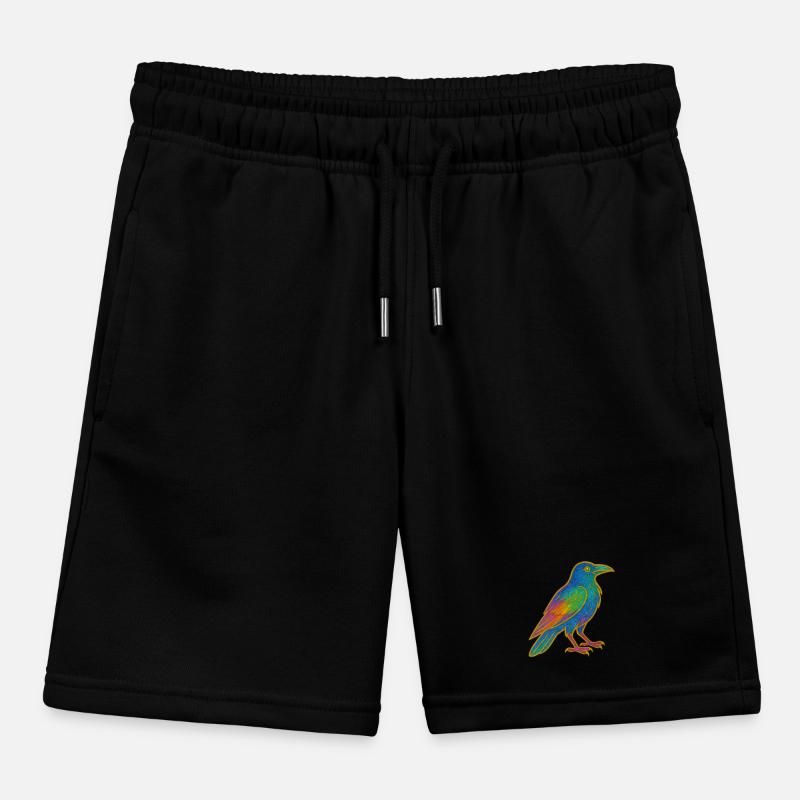 Rainbow Raven Patch Design Kids Organic Sweat Shorts by Stanley/Stella