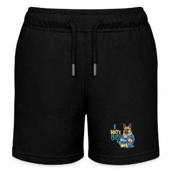 Shepherd Coffee Morning Grouch Funny Dog - Kids Organic Sweat Shorts by Stanley/Stella - black - Front