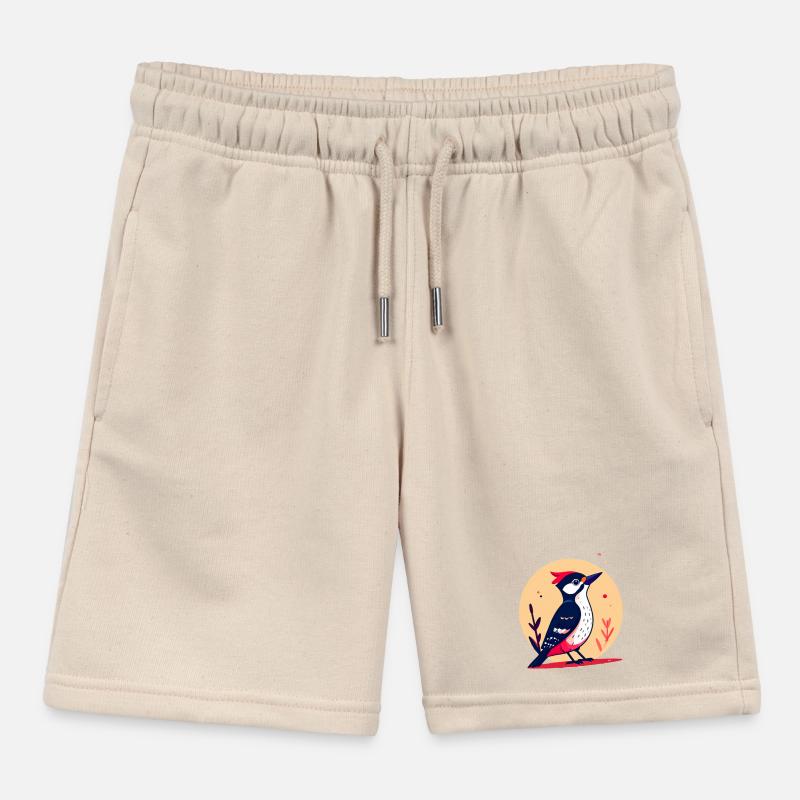 Pic épeiche avec une crête rouge Short de jogging enfant bio Stanley/Stella