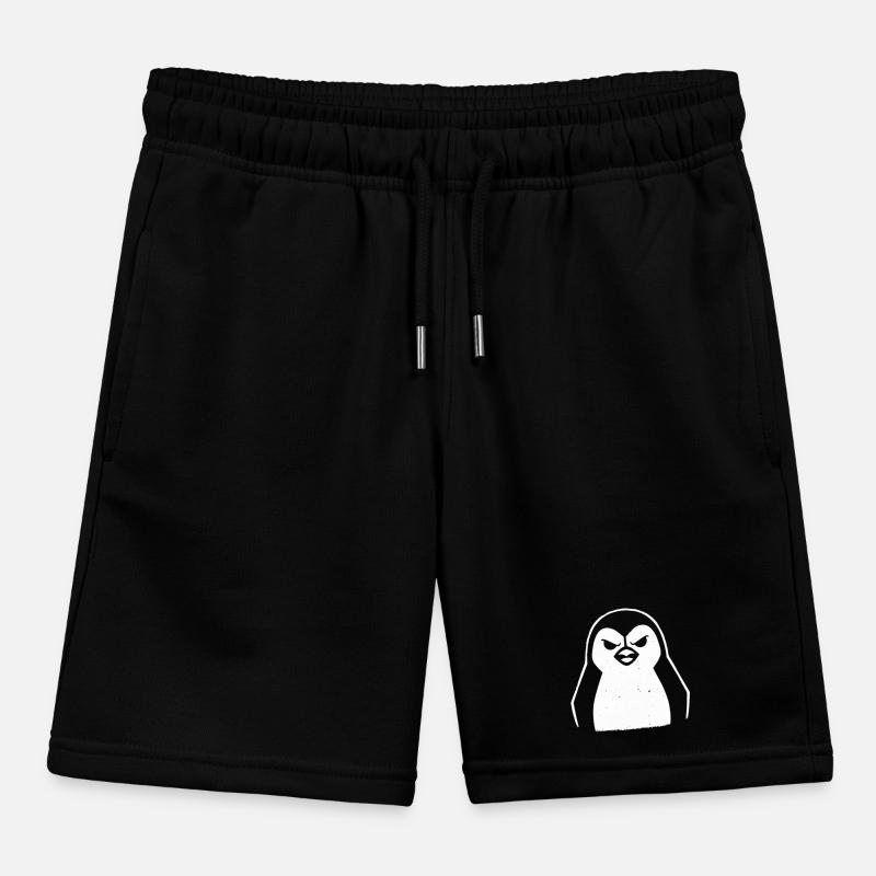 penguin stencil grunge minimalist-vector Linux Kids Organic Sweat Shorts by Stanley/Stella
