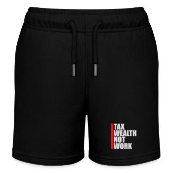 Tax Wealth Not Work Progressive Politics Economy - Kids Organic Sweat Shorts by Stanley/Stella - black - Front