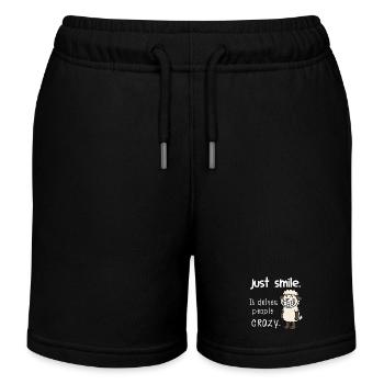Just Smile – Freches lustiges Schaf Motiv Spruch - Kinder Organic Joggingshorts Mini Bolter von Stanley/Stella - Schwarz - Vorne