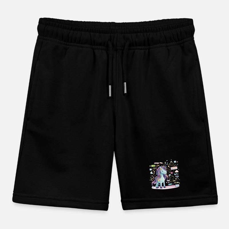 Unicorn Technology Spell Illustration Kids Organic Sweat Shorts by Stanley/Stella