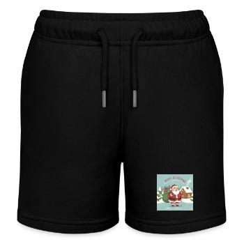 Le Père Noël de Noël avec sac et canne en sucre d’orge - Short de jogging enfant bio Stanley/Stella - noir - Devant