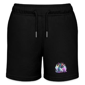 Techicorn Neon Einhorn - Kinder Organic Joggingshorts Mini Bolter von Stanley/Stella - Schwarz - Vorne