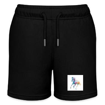 Regenbogen-Aquarellpferd in Bewegung - Kinder Organic Joggingshorts Mini Bolter von Stanley/Stella - Schwarz - Vorne