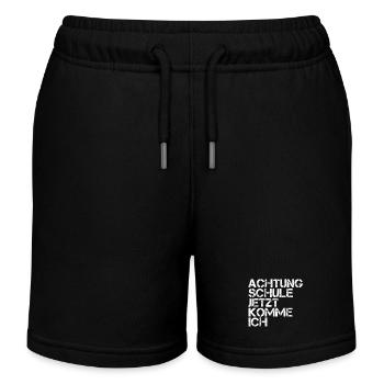 Achtung Schule jetzt komme ich  - Kinder Organic Joggingshorts Mini Bolter von Stanley/Stella - Schwarz - Vorne